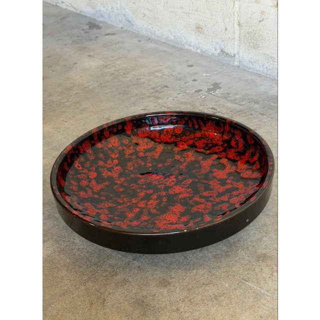 Mid-Century Modern Red Fat Lava Glaze Ceramic Plate 1960s For Sale - Image 10 of 10