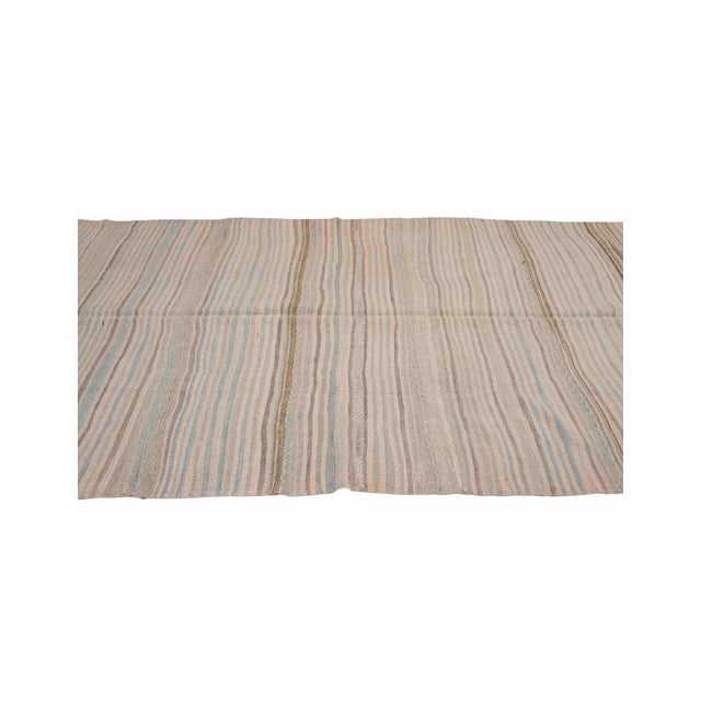 Striped Vintage Faded Turkish Kilim Rug - 5`2″ X 14`10″ For Sale - Image 4 of 6