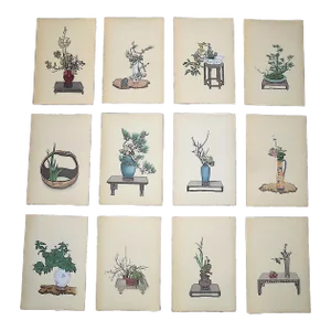Vintage 1930's Japanese Flower Arrangement Lithographs - Set of 12