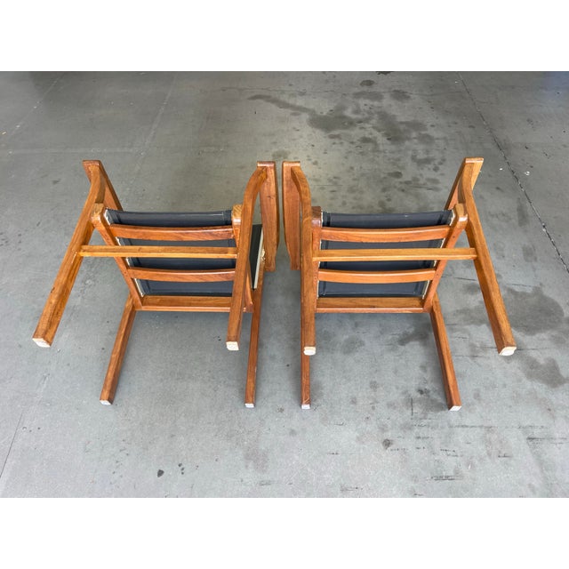 Vintage Teak Sling Patio Lounge Chairs With Black Mesh – Robb & Stucky, A Pair For Sale - Image 13 of 14