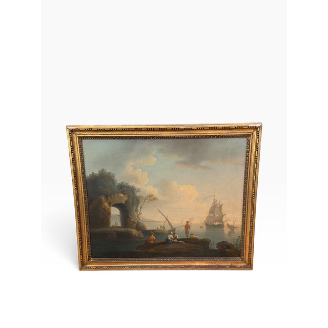 Antique French Oil Painting in the Manner of Claude-Joseph Vernet.