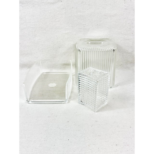 Mid-Century Modern Vintage MCM Lucite Vanity Set of Three-Tissue Box Cover Toothbrush Holder and Napkin Holder For Sale - Image 3 of 8