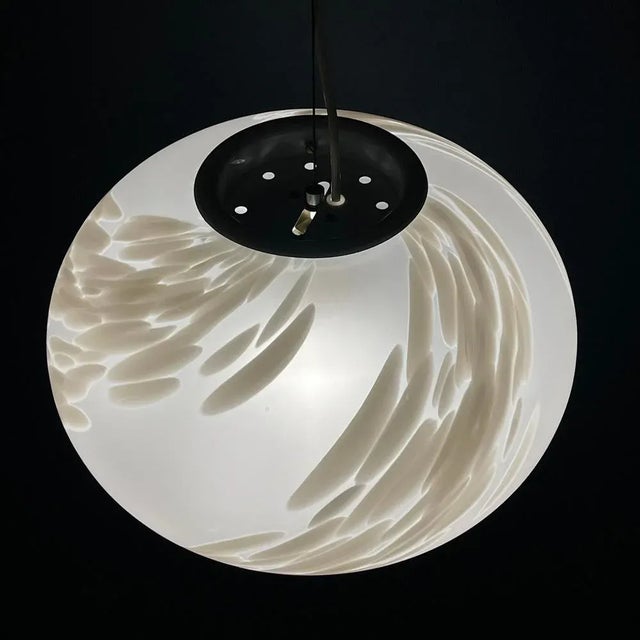 White Vintage Swirl Murano Glass Pendant Lamp in Vetri Murano, Italy, 1970s For Sale - Image 8 of 11