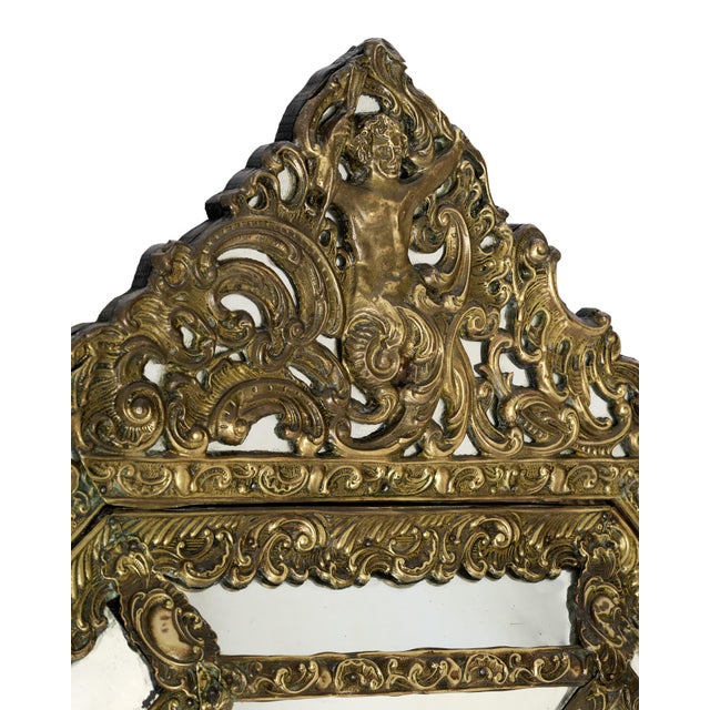 French Napoleon III Gilt Brass Repoussé Cushion Mirror, 19th Century For Sale In Austin - Image 6 of 9