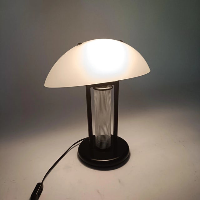 Metal Italian Murano Glass Table Lamp in the style of Skipper and Pollux, 1980s For Sale - Image 7 of 13