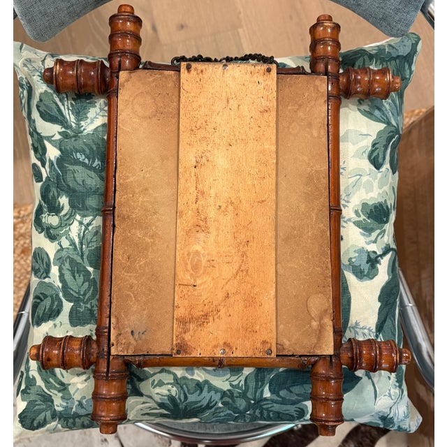 Antique French Faux Bamboo Wall Mirror, Petite Turned Wood Frame For Sale - Image 10 of 16