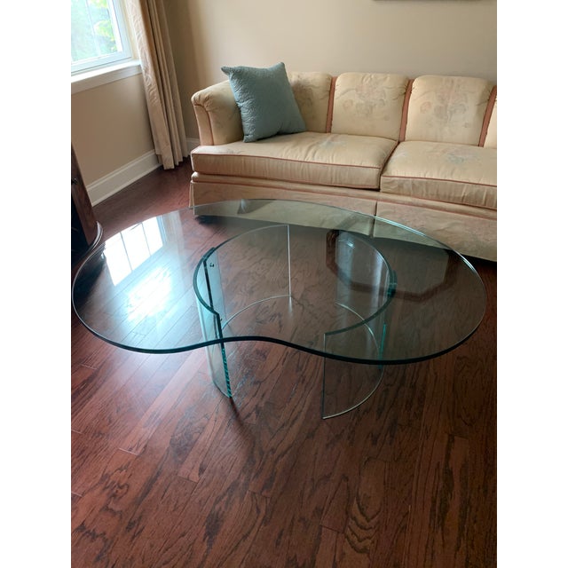 Modern KidneyShaped Glass Coffee Table Chairish