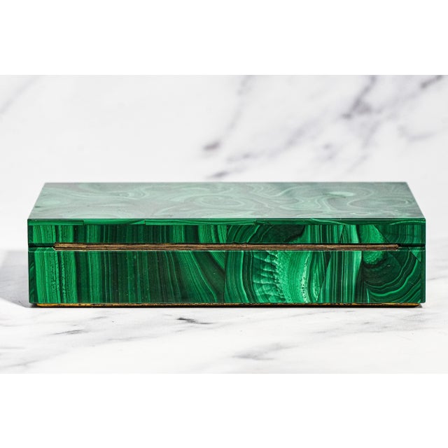 Amazing Antique Malachite Box 800 Silver Mounted Jewelry Casket White Onyx Interior European Luxury Desk Box With Provenance Home Decor For Sale - Image 12 of 17