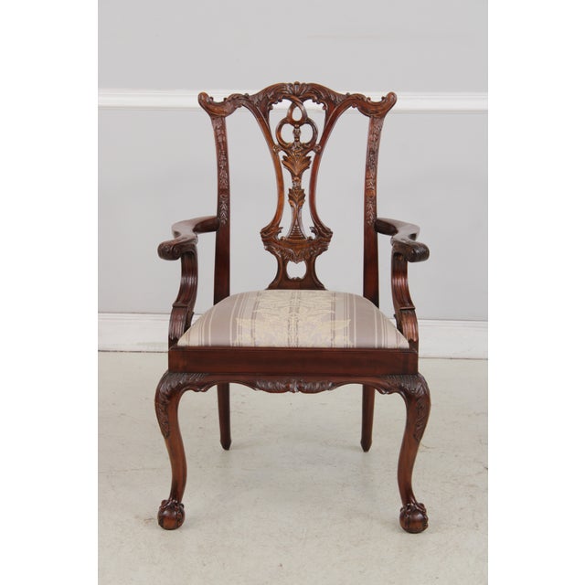 Chippendale Set of 6 Maitland Smith Chippendale Mahogany Dining Room Chairs For Sale - Image 3 of 18
