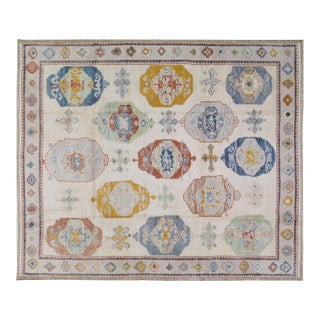 Oushak Hand Knotted Wool Rug, 8'6''x10'2'' For Sale