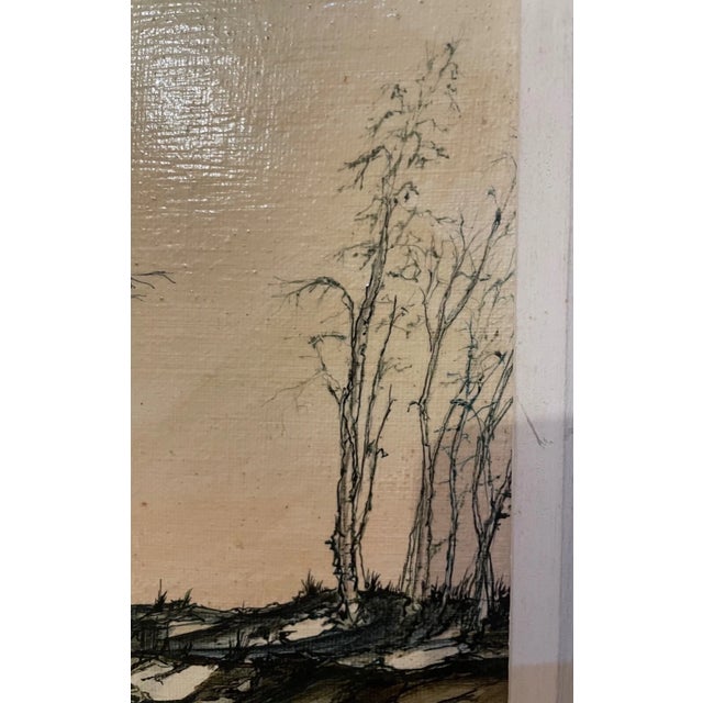 Beige 1990s Original Signed John R. McDaniel Woods Stylized Landscape Painting Oil on Canvas For Sale - Image 8 of 12