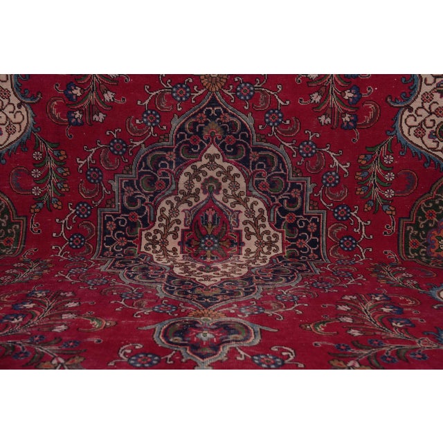 1970s 1970s Vintage Persian Handmade Wool 9x12 Red Area Rug For Sale - Image 5 of 11