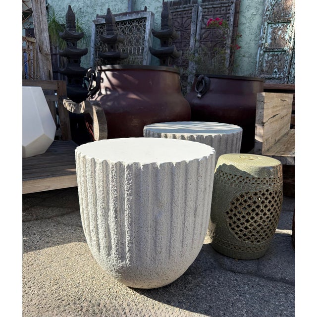 Modern Outdoor White Cement End Table For Sale - Image 9 of 9