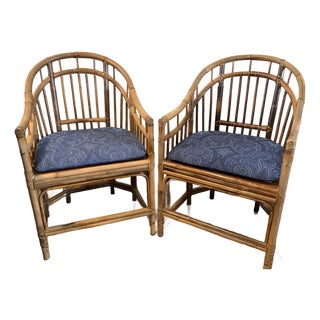 1980s Milling Road by Baker Furniture Bamboo Chairs For Sale