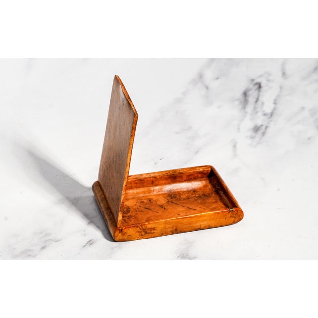 Stately Antique Burl Wood Cigarette Case Interlocking Hinge Pocket & Desk Accessory Tobacciana For Sale In New York - Image 6 of 11