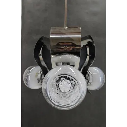 1970s Vintage Italian Chrome Plated Chandelier, 1970s For Sale - Image 5 of 13