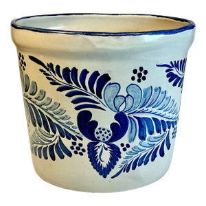 Early 1900s Antique Boho Chic Rustic European Faience Delft Crock Vessel.