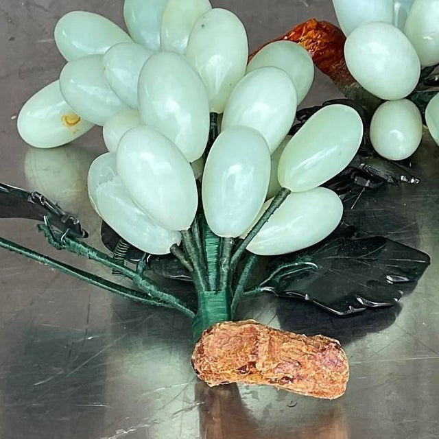 Stone Vintage Carved Green Stone Grape Cluster Sculptures - A Pair For Sale - Image 7 of 13