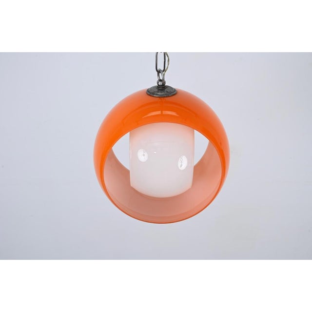 AVMazzega Orange Murano Glass Eclipse Pendant attributed to Carlo Nason for Mazzega, Italy, 1960s For Sale - Image 4 of 15