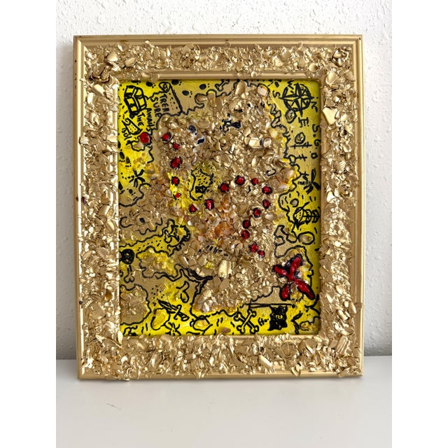 Abstract Serg Graff "The Pirate Gold Map Original Mixed Media Shell Painting Treasure Art For Sale - Image 3 of 11