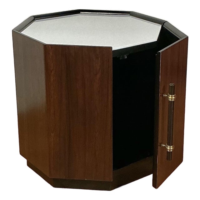 Vintage Mid-Century Modern Octagonal Cabinet End Table, Circa 1970s For Sale