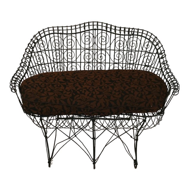 Early 20th Century Antique English Wire Garden Settee For Sale