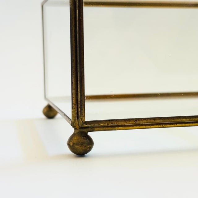 Brass Vintage Glass and Brass Box For Sale - Image 8 of 9