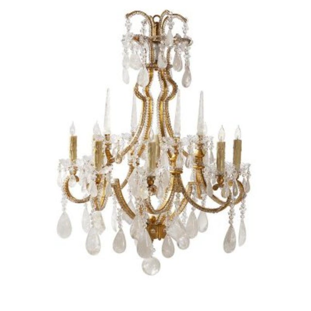 American Two Ebanista Marseille Semi-Precious Rock Crystal Chandeliers For Sale - Image 3 of 4