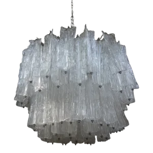 Mid Century Modern Italian Murano Glass Chandelier Attributed to Venini