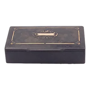 French Papier-Mâché Snuff Box Inlaid With Gold, Circa 1840