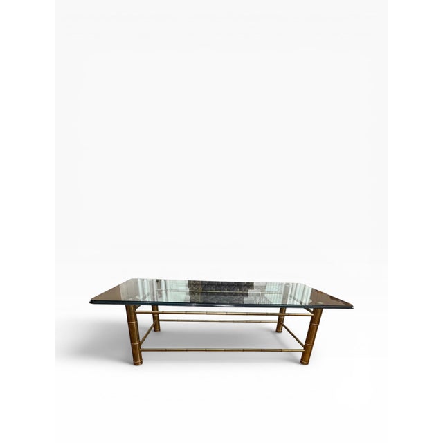 Brass 1970s Faux Bamboo Brass Attributed to Mastercraft Coffee Table With Beveled Glass For Sale - Image 8 of 16