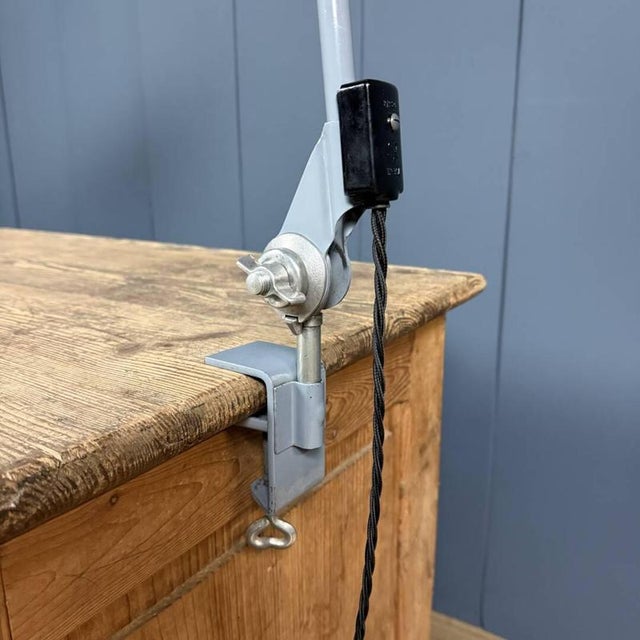 Brown Light Gray Clamp Lamp with Large Enamel Shade from Rademacher, 1950s For Sale - Image 8 of 18