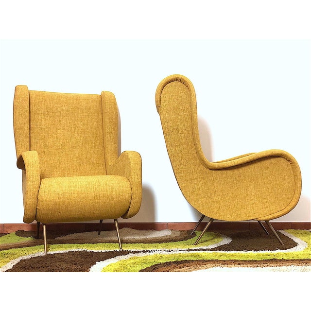 Metal Vintage Italian Senior Lounge Chairs by Marco Zanuso, 1950s, Set of 2 For Sale - Image 7 of 16