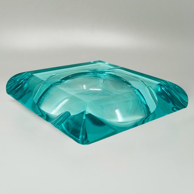 1970s Mid-Century Modern Italian Aquamarine Ashtray from Fontana Arte, 1970s For Sale - Image 5 of 7