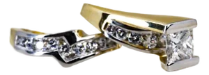 Late 20th Century Pair of Paul Klecka Platinum & 18k Wedding Set, 2 Pieces