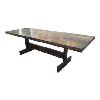 Mid Century Trestle Style Dining Table Table, Eight Feet Long For Sale