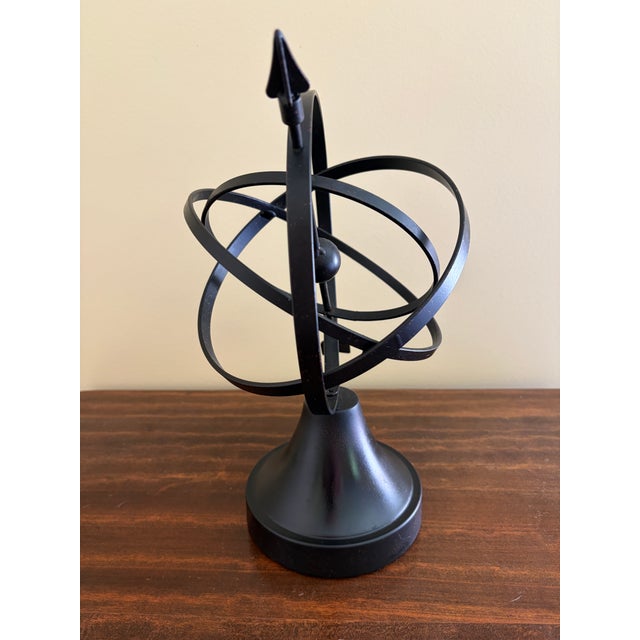 Vintage English Country Iron Black Garden Armillary Sundial For Sale - Image 10 of 10