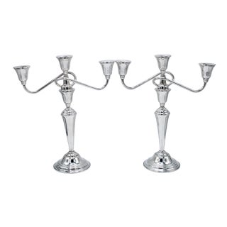 Mid Century Empire Sterling Silver Candelabras - a Pair For Sale