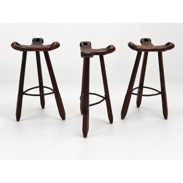 Vintage Brutalist Marbella Stools attributed to Sergio Rodrigues, 1970s, Set of 3 For Sale - Image 4 of 14