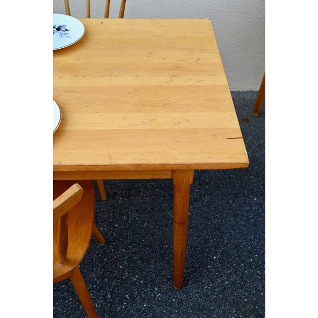 Vintage Bohemian Wood Bistro Tables with Turned Legs, 1960s, Set of 5 For Sale - Image 15 of 18