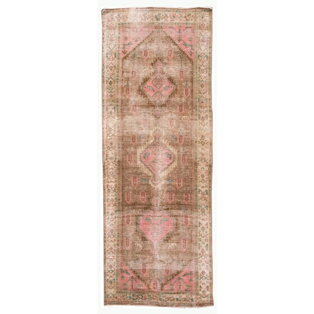 Tan 1960s Vintage Azeri Runner Handmade Tan Tribal Wool Runner For Sale - Image 8 of 8