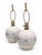 A distinctive pair of late-20th-century studio pottery table lamps featuring generously scaled, rounded ceramic bodies...