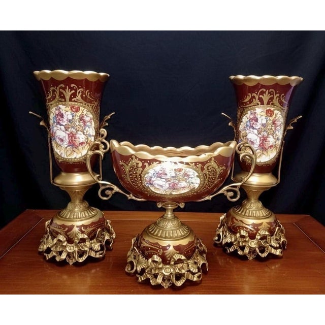 Bring timeless European elegance into your home with this stunning 3-piece luxury centerpiece set, featuring a pair of...