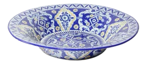Oversized Blue and White Mexican Talavera Glazed Ceramic Bowl