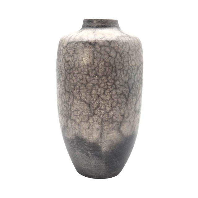 Ann Hurley Signed California Raku Fired Crackle Studio Pottery Vase For Sale - Image 4 of 9