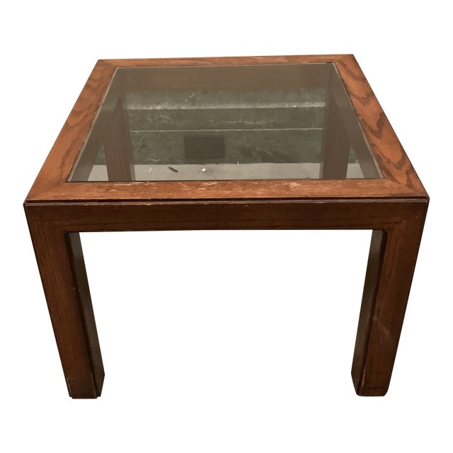 Glass Top Wood Side Table Chairish