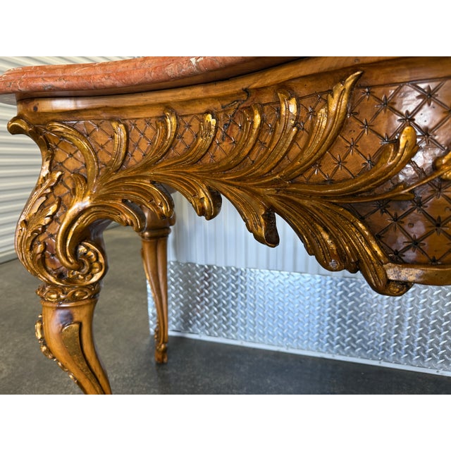 Large William Switzer Louis 16th Rouge Marble Top Console Table For Sale - Image 13 of 18