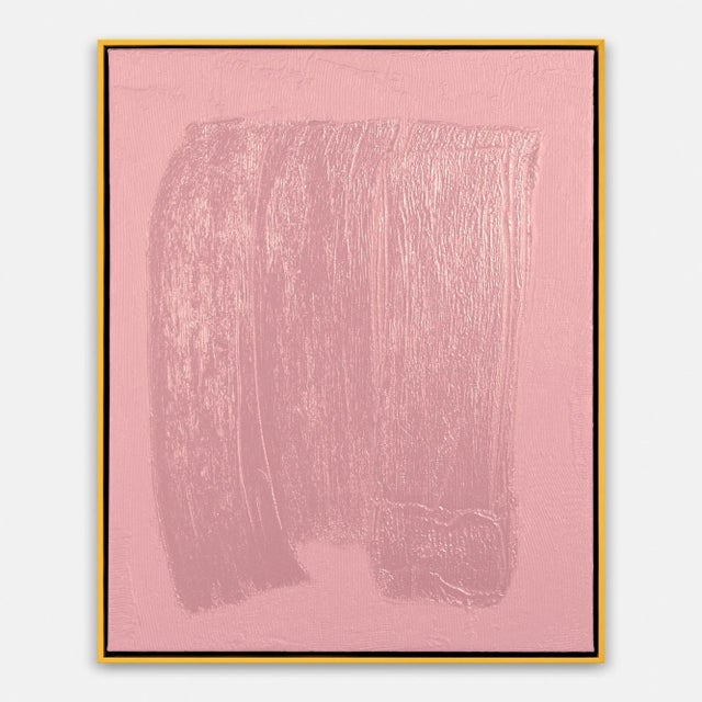 Pink Free Form Lines II by The Holly Collective, Textured Art Print in Gold Frame, Large For Sale - Image 4 of 4