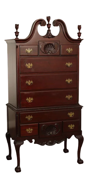 Chippendale Style Antique Bench Made Mahogany Highboy Chest