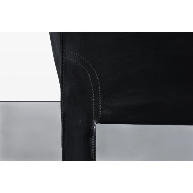 Vintage Black Leather Cab 415 Settee by Mario Bellini for Cassina For Sale - Image 12 of 13